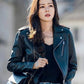 Women Biker - Crash Landing on You Son Ye-jin Biker Leather Jacket — front view | Majestic Leather UK