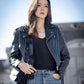 Women Biker - Crash Landing on You Son Ye-jin Biker Leather Jacket — back view | Majestic Leather UK
