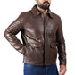 Raiders of The Lost Indiana Mens Jacket Vintage Brown Distressed Leather Harrison Jacket — front view | Majestic Leather UK