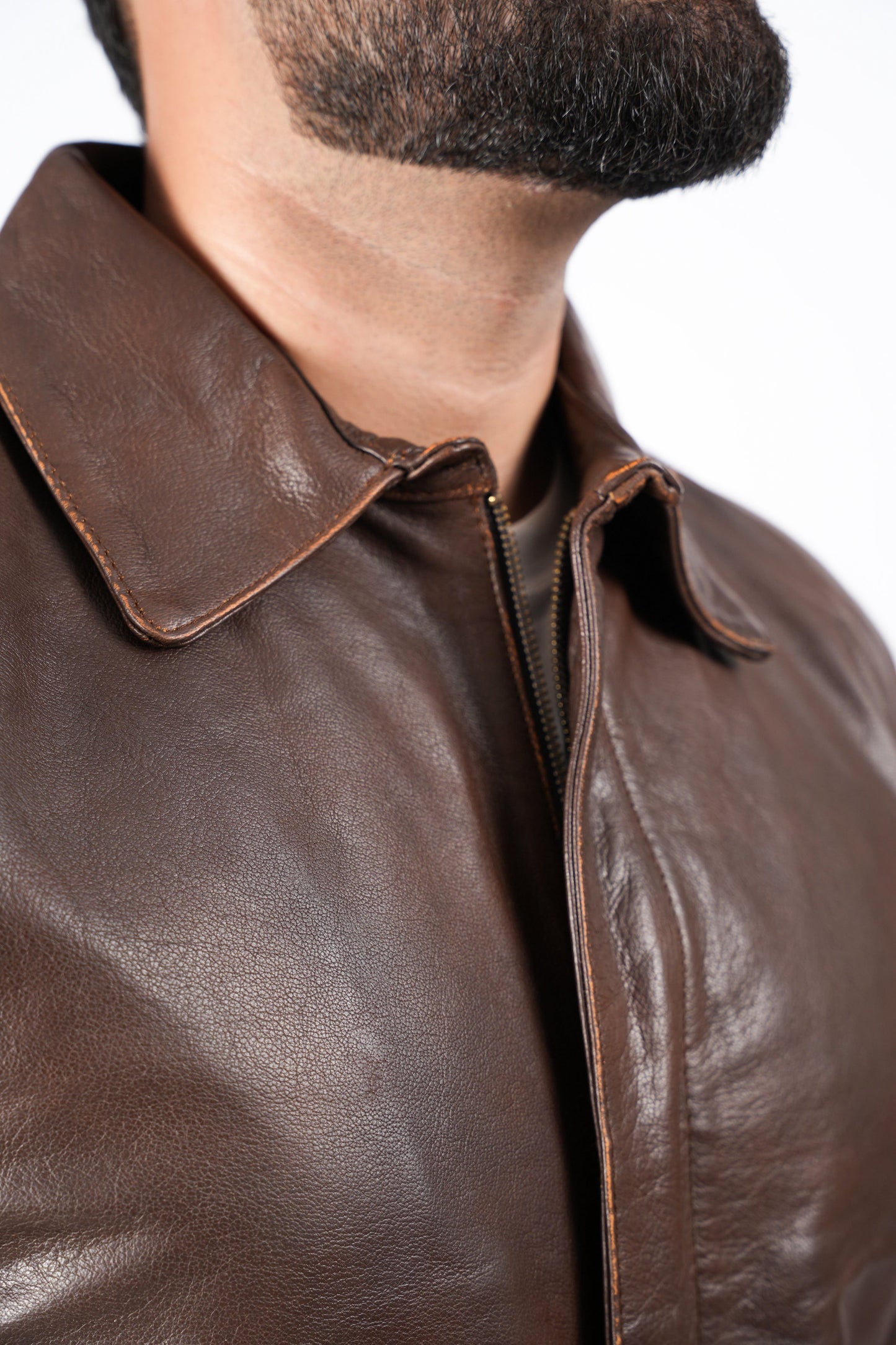 Raiders of The Lost Indiana Mens Jacket Vintage Brown Distressed Leather Harrison Jacket — product detail | Majestic Leather 