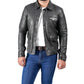 Biker Vintage Cafe Racer Distressed Black Leather Jacket | Majestic Leather — front view | Majestic Leather UK