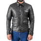 Biker Vintage Cafe Racer Distressed Black Leather Jacket | Majestic Leather — side profile | Majestic Leather UK