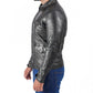 Biker Vintage Cafe Racer Distressed Black Leather Jacket | Majestic Leather — collar detail | Majestic Leather UK