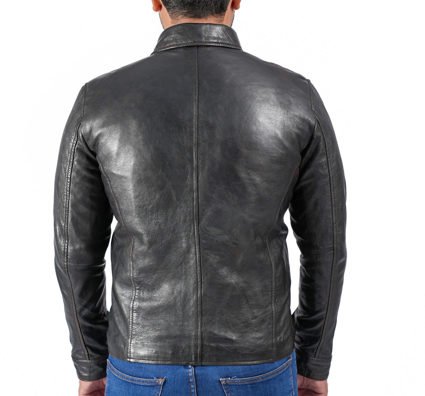 Biker Vintage Cafe Racer Distressed Black Leather Jacket | Majestic Leather — interior lining | Majestic Leather UK