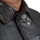 Biker Vintage Cafe Racer Distressed Black Leather Jacket | Majestic Leather — sleeve detail | Majestic Leather UK