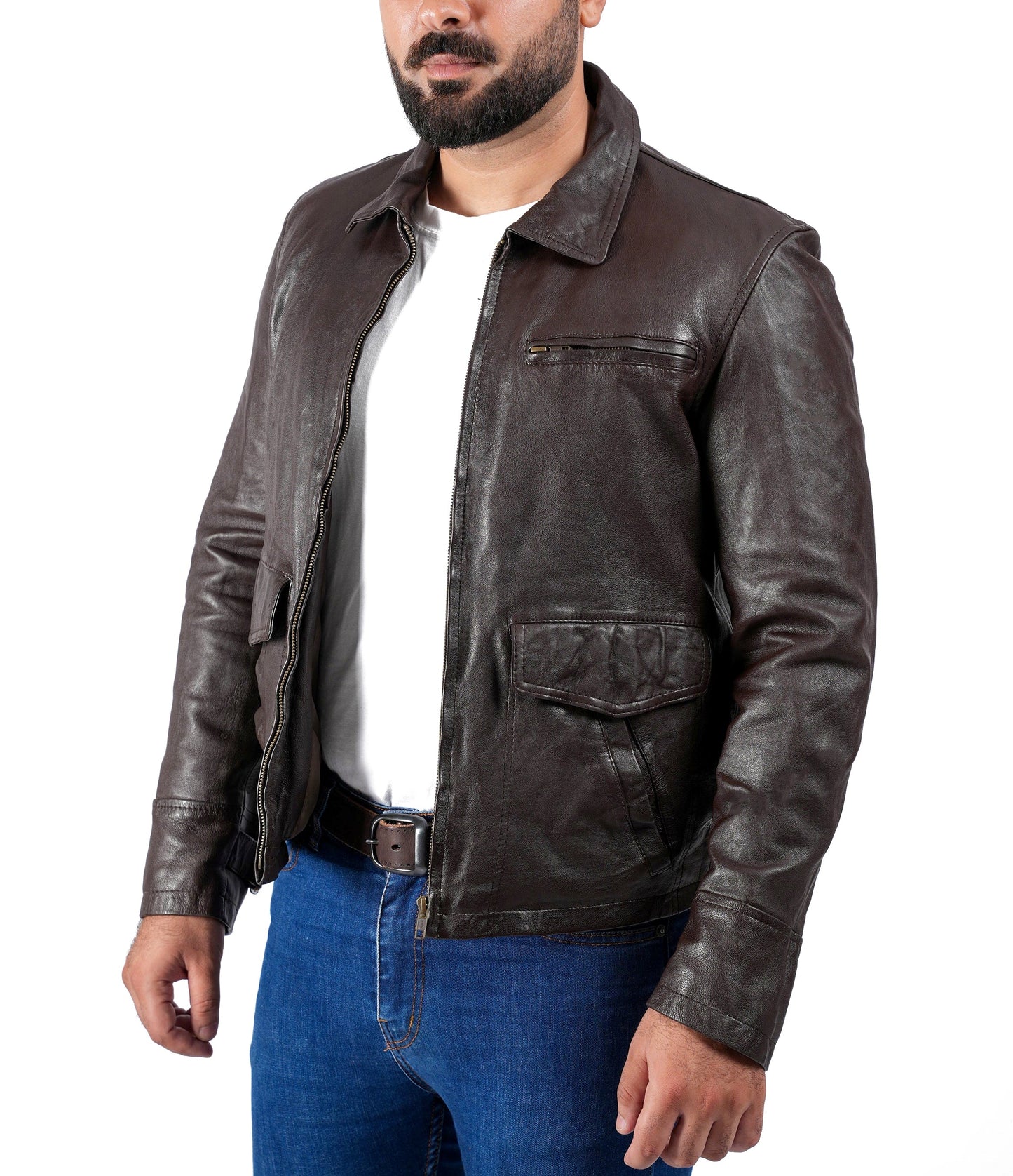 Vintage Brown Real Leather Jacket | Majestic Leather — product detail | Majestic Leather UK