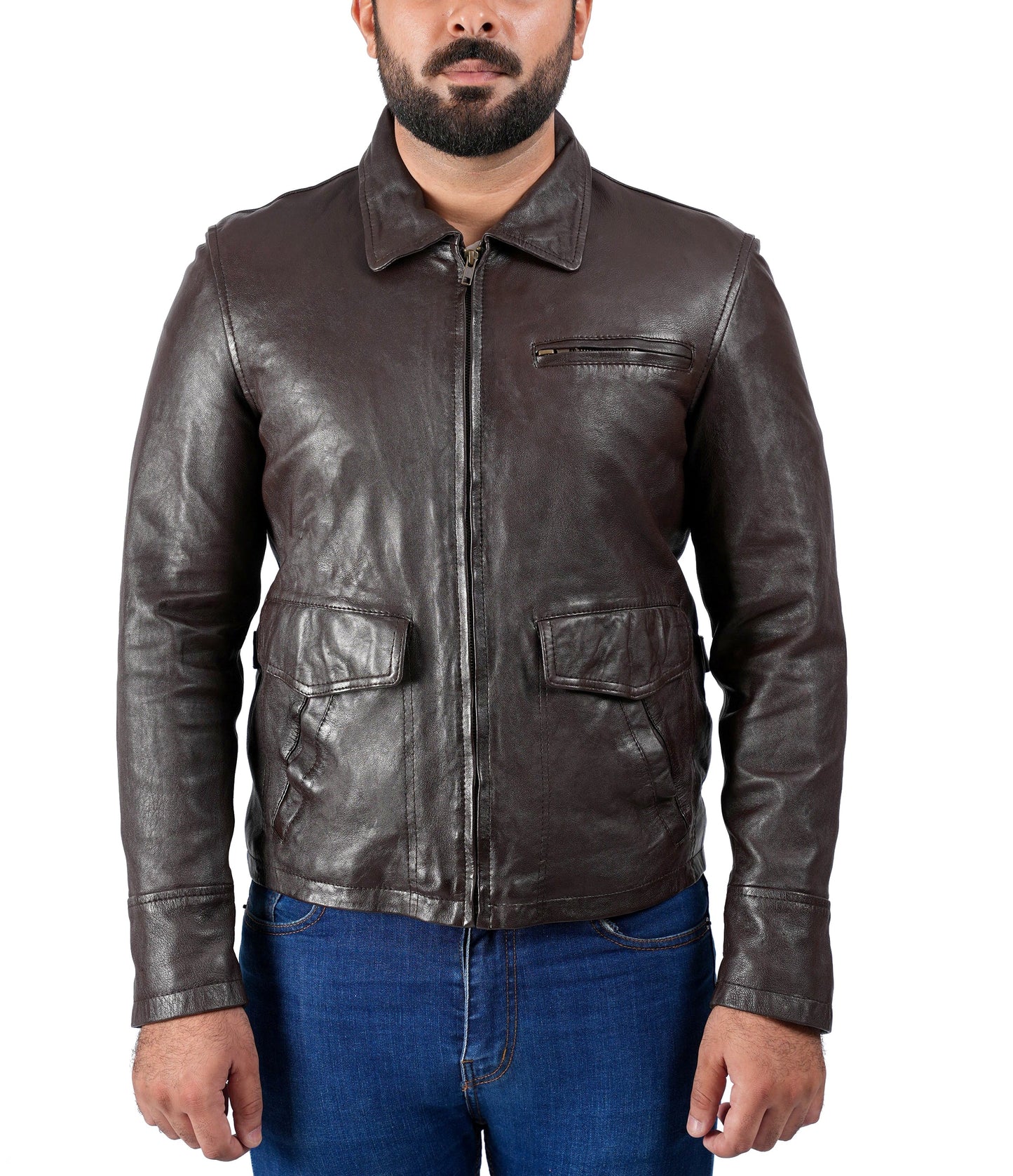 Vintage Brown Real Leather Jacket | Majestic Leather — back view | Majestic Leather UK