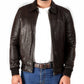 Vintage Brown Bomber Leather Jacket | Majestic Leather — side profile | Majestic Leather UK
