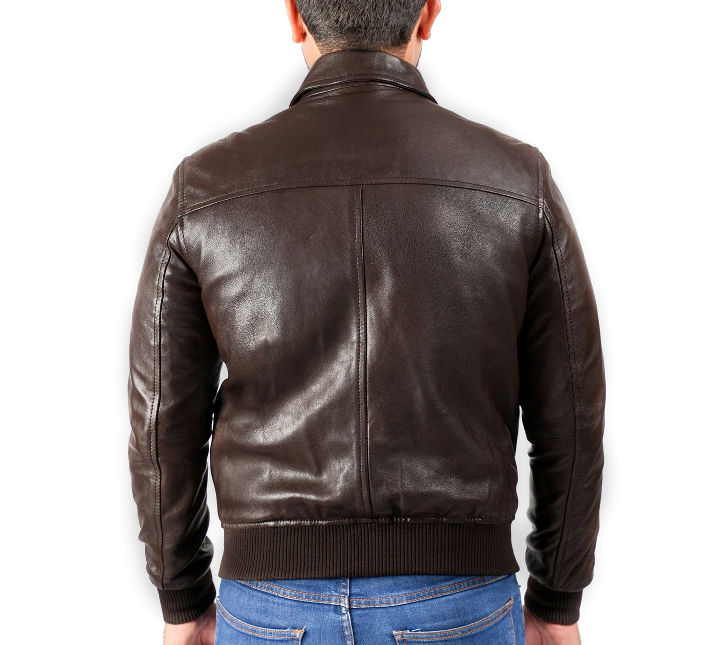 Vintage Brown Bomber Leather Jacket | Majestic Leather — sleeve detail | Majestic Leather UK