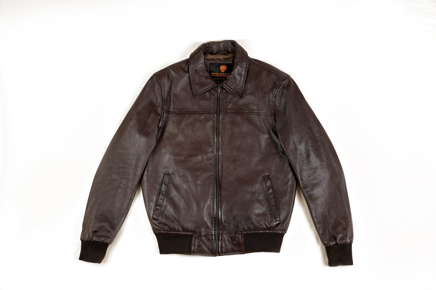 Vintage Brown Bomber Leather Jacket | Majestic Leather — product detail | Majestic Leather UK