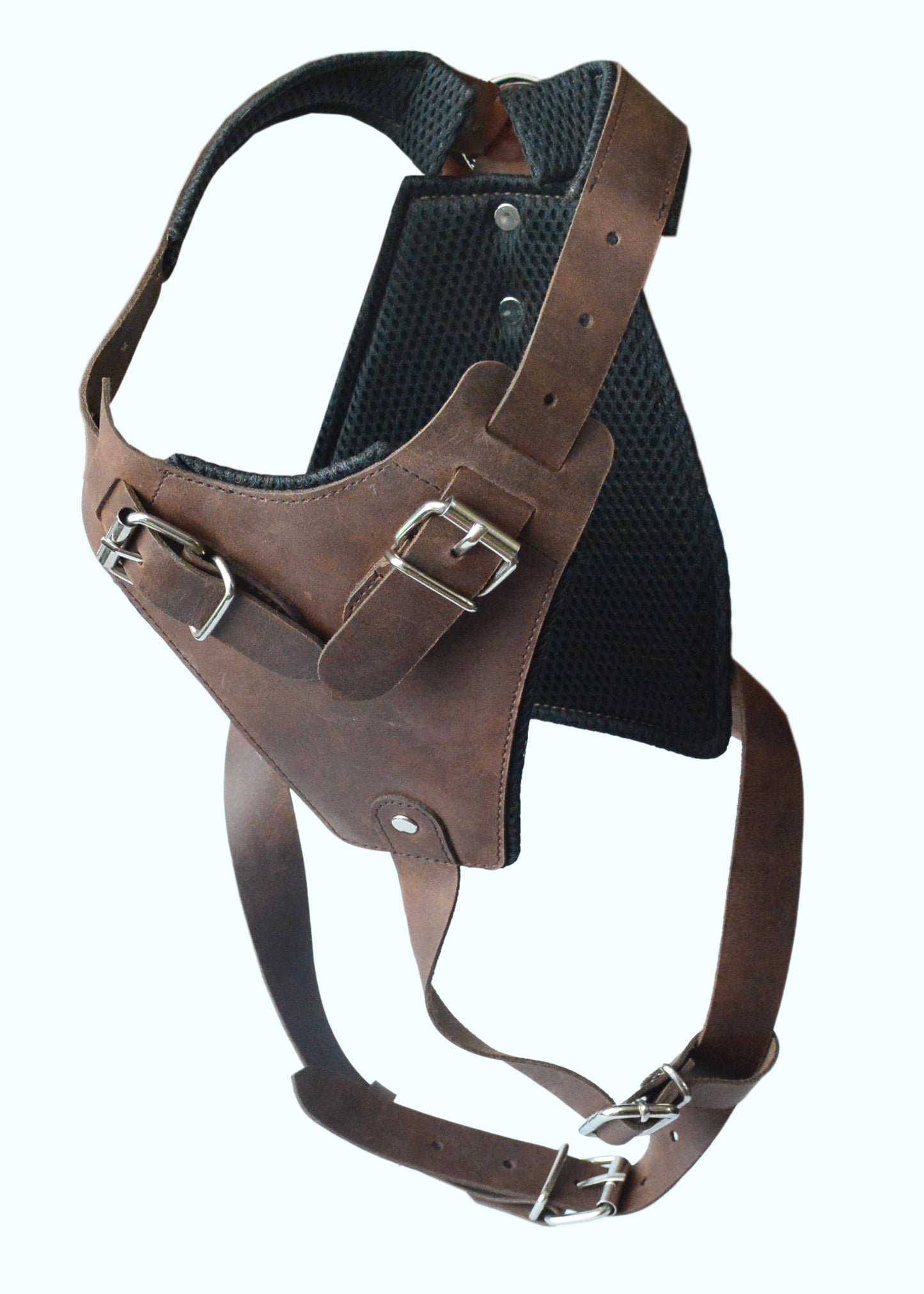 Crazy Horse Brown Belt Style Buckles Leather Dog Harness | Majestic Leather Majestic Leather