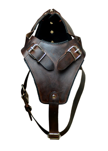 Crazy Horse Brown Belt Style Buckles Leather Dog Harness | Majestic Leather Majestic Leather