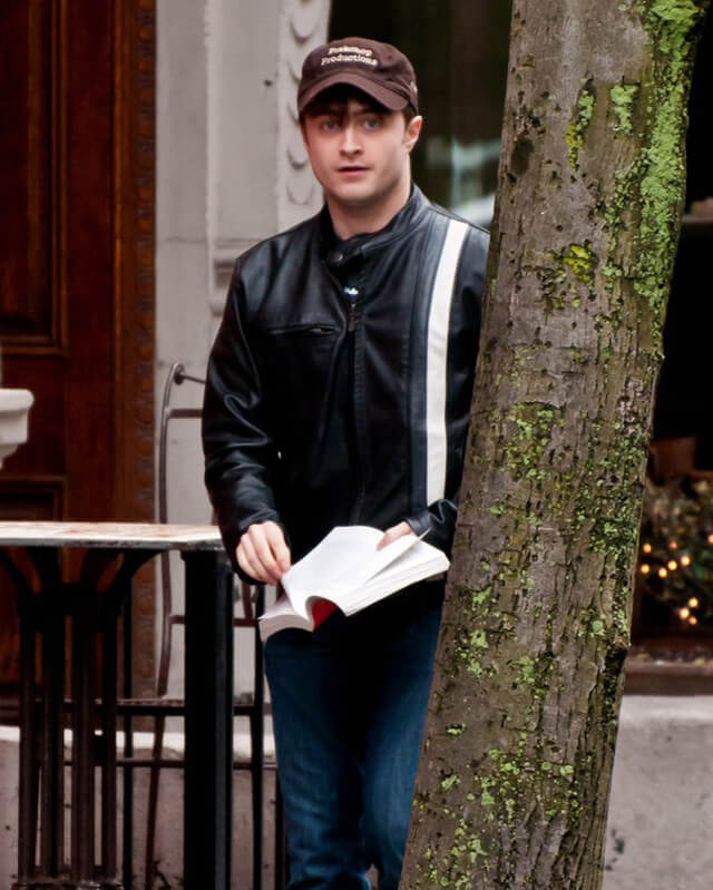 Daniel Radcliffe Black Leather Jacket | Majestic Leather — back view | Majestic Leather UK