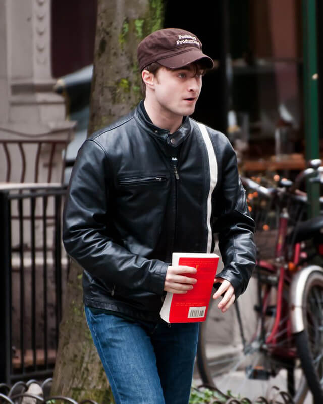 Daniel Radcliffe Black Leather Jacket | Majestic Leather — side profile | Majestic Leather UK
