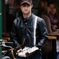 Daniel Radcliffe Black Leather Jacket | Majestic Leather — collar detail | Majestic Leather UK