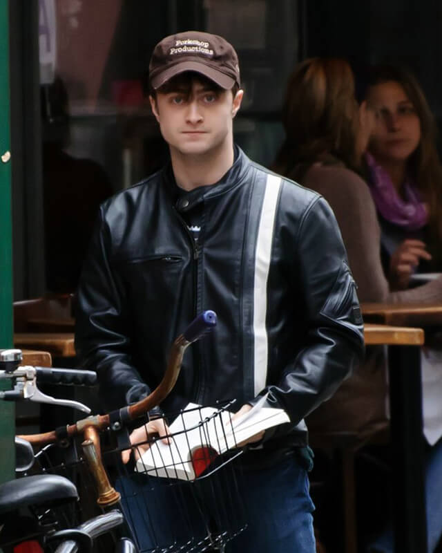 Daniel Radcliffe Black Leather Jacket | Majestic Leather — collar detail | Majestic Leather UK