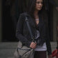 Women Biker - Emily Fields Pretty Little Liars Suede Biker Jacket — front view | Majestic Leather UK