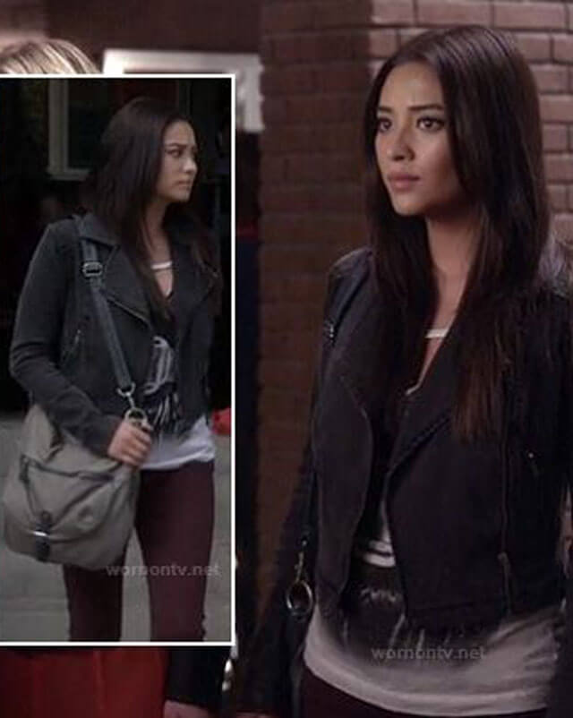 Women Biker - Emily Fields Pretty Little Liars Suede Biker Jacket — back view | Majestic Leather UK