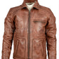 Majestic Leather - Mens Ziona Tan Brown Vintage Real Leather Jacket Majestic Leather