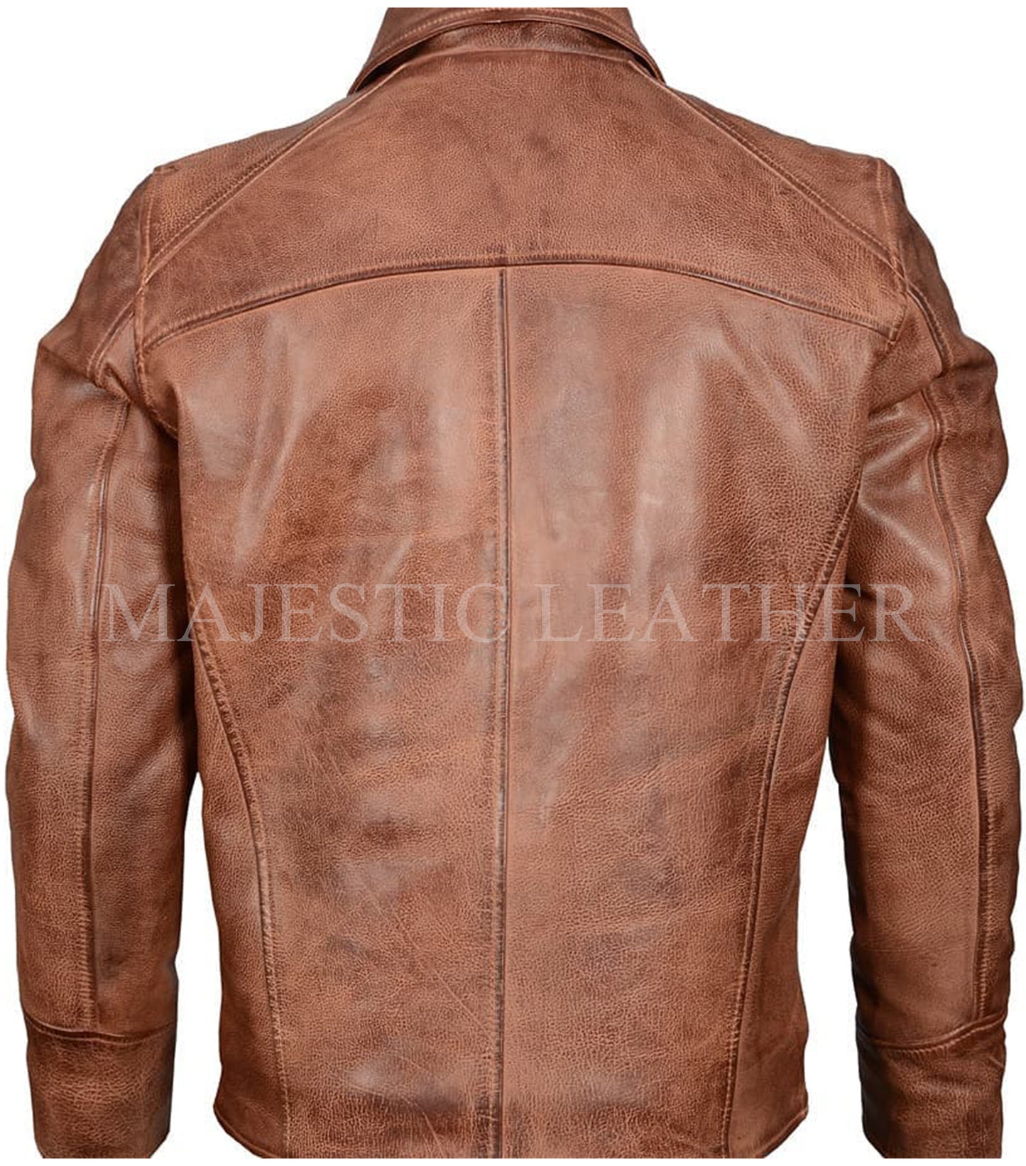 Majestic Leather - Mens Ziona Tan Brown Vintage Real Leather Jacket Majestic Leather
