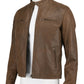 Mens Brown Biker Real Leather Jacket | Majestic Leather — front view | Majestic Leather UK