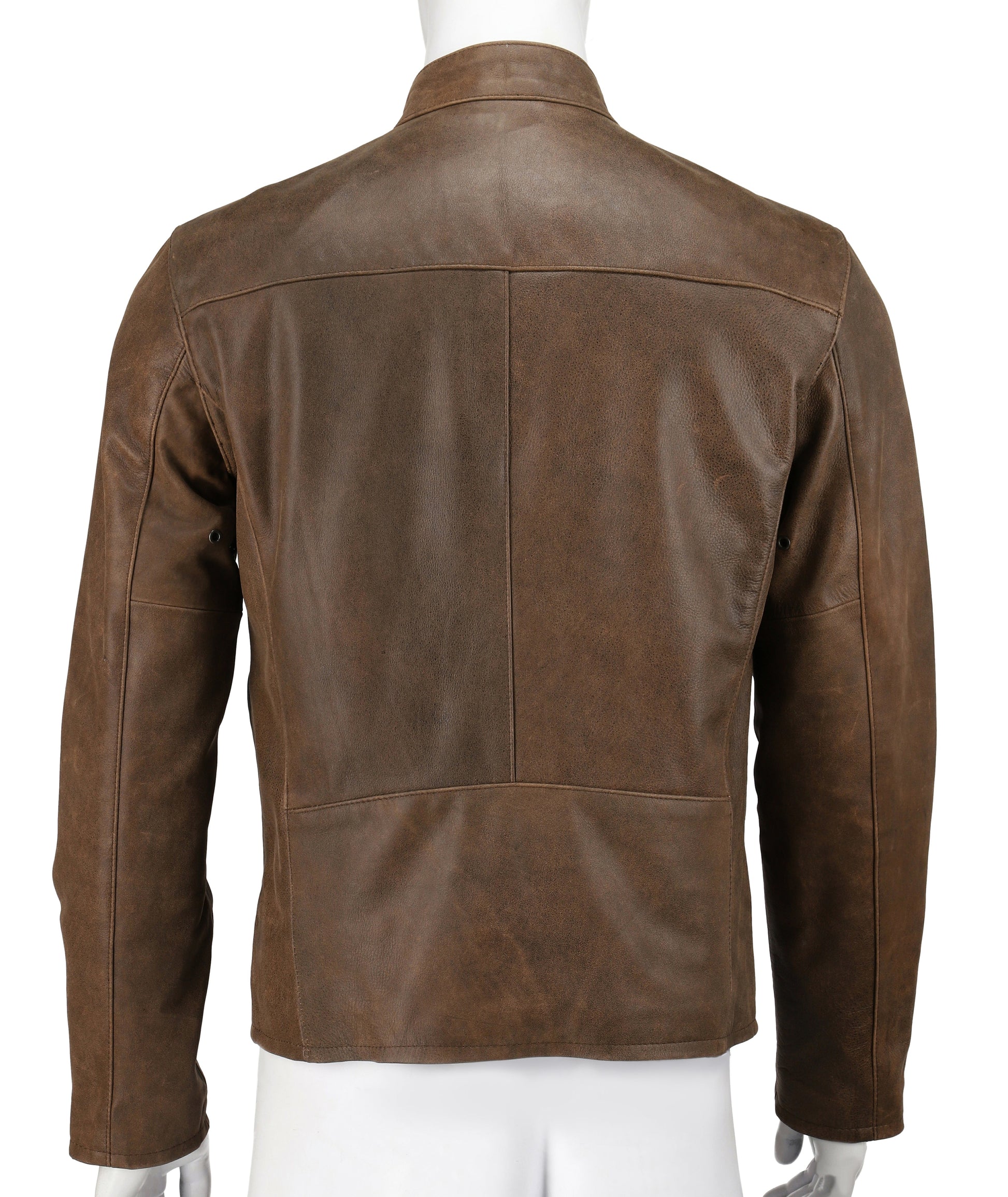 Mens Brown Biker Real Leather Jacket | Majestic Leather — side profile | Majestic Leather UK