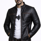 Men's New F&R Distressed  Black Vintage Look Biker Leather Jacket