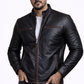 Men's New F&R Distressed  Black Vintage Look Biker Leather Jacket