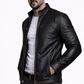 Men's New F&R Distressed  Black Vintage Look Biker Leather Jacket