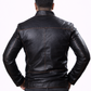 Men's New F&R Distressed  Black Vintage Look Biker Leather Jacket