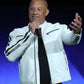 Fast X Premiere 2023 Vin Diesel CinemaCon White Leather Jacket | Majestic Leather — front view | Majestic Leather UK