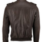 Men's Brown Bomber Real Leather Jacket | Majestic Leather — side profile | Majestic Leather UK