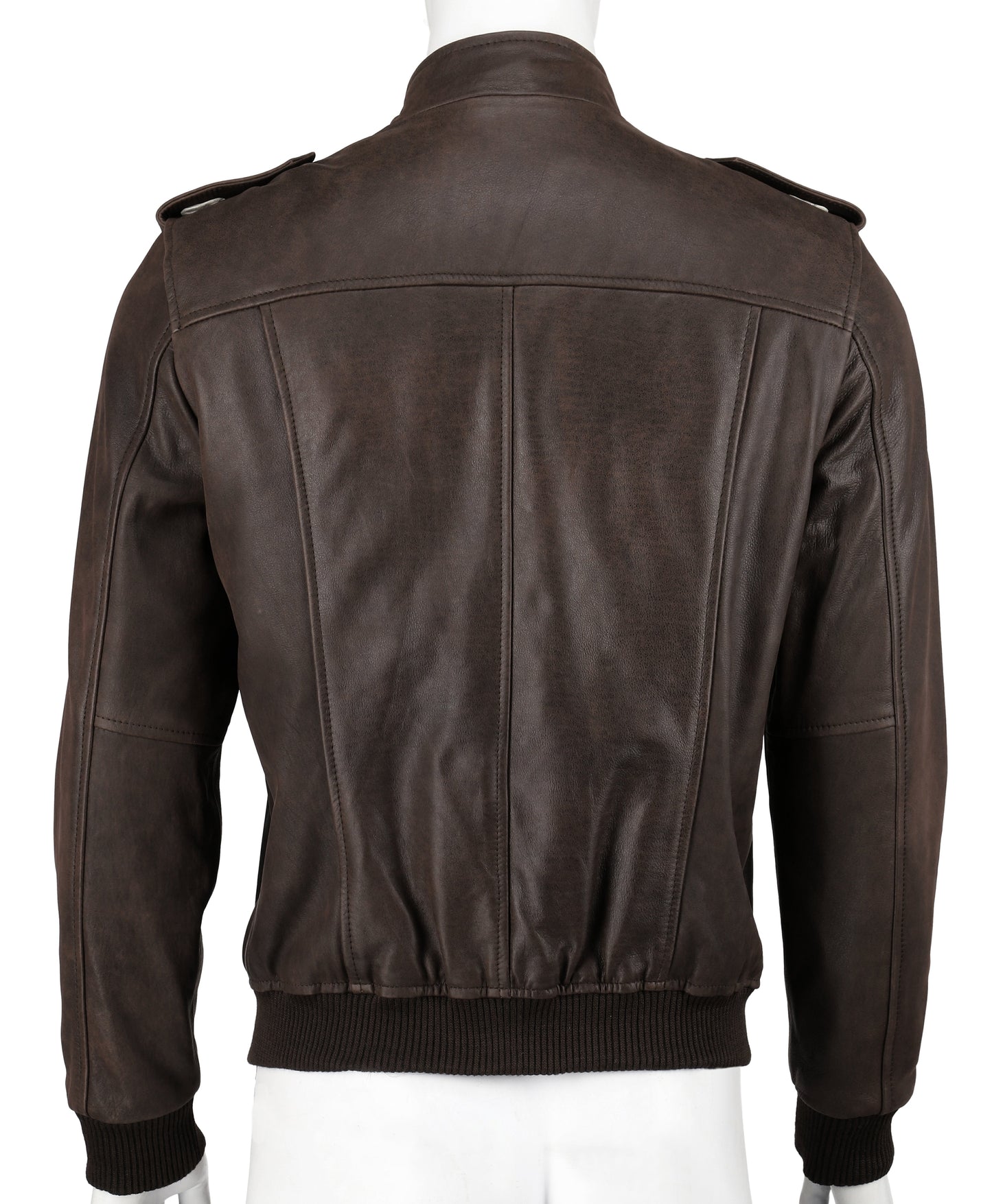 Men's Brown Bomber Real Leather Jacket | Majestic Leather — side profile | Majestic Leather UK