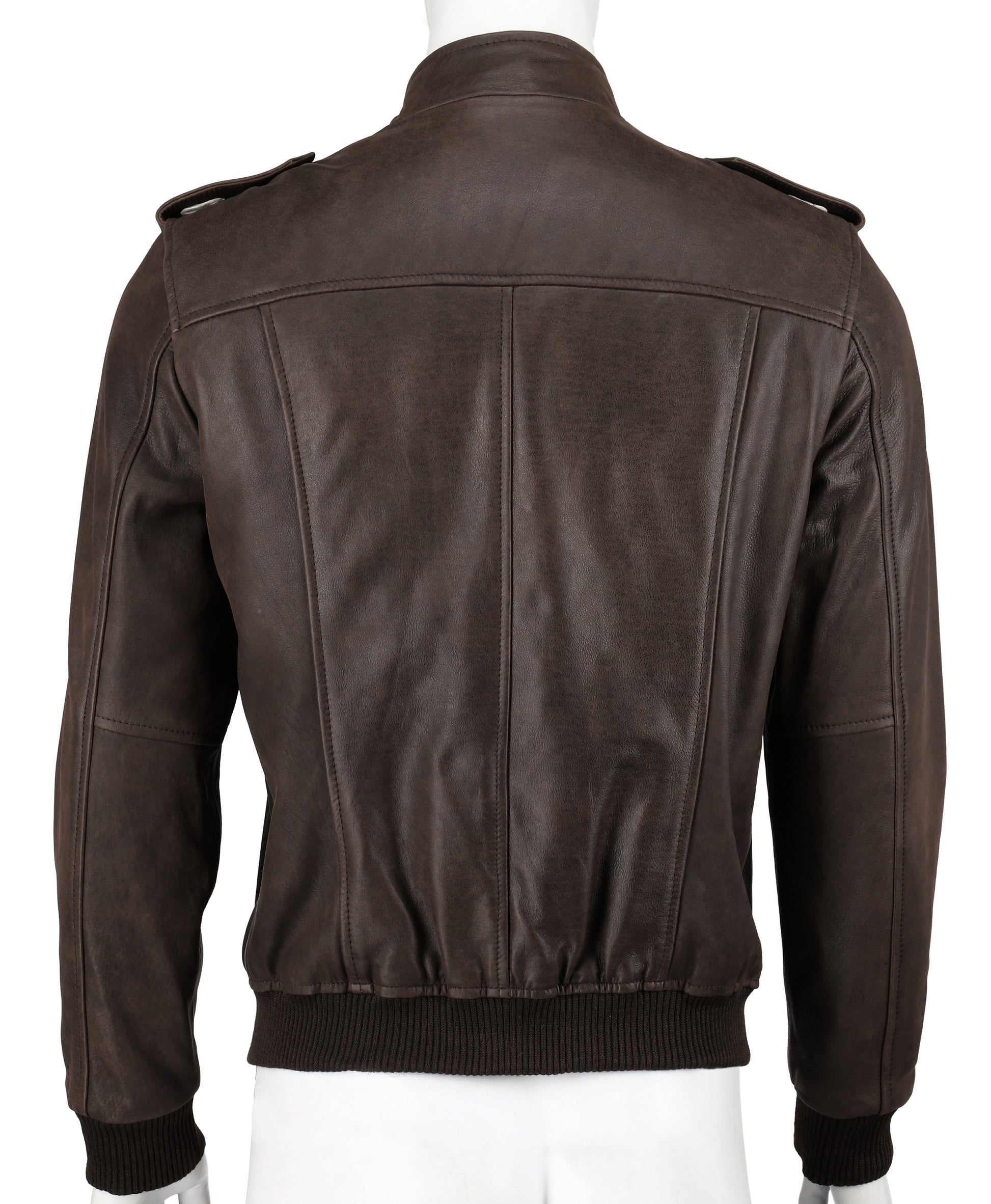 Men's Brown Bomber Real Leather Jacket | Majestic Leather — side profile | Majestic Leather UK