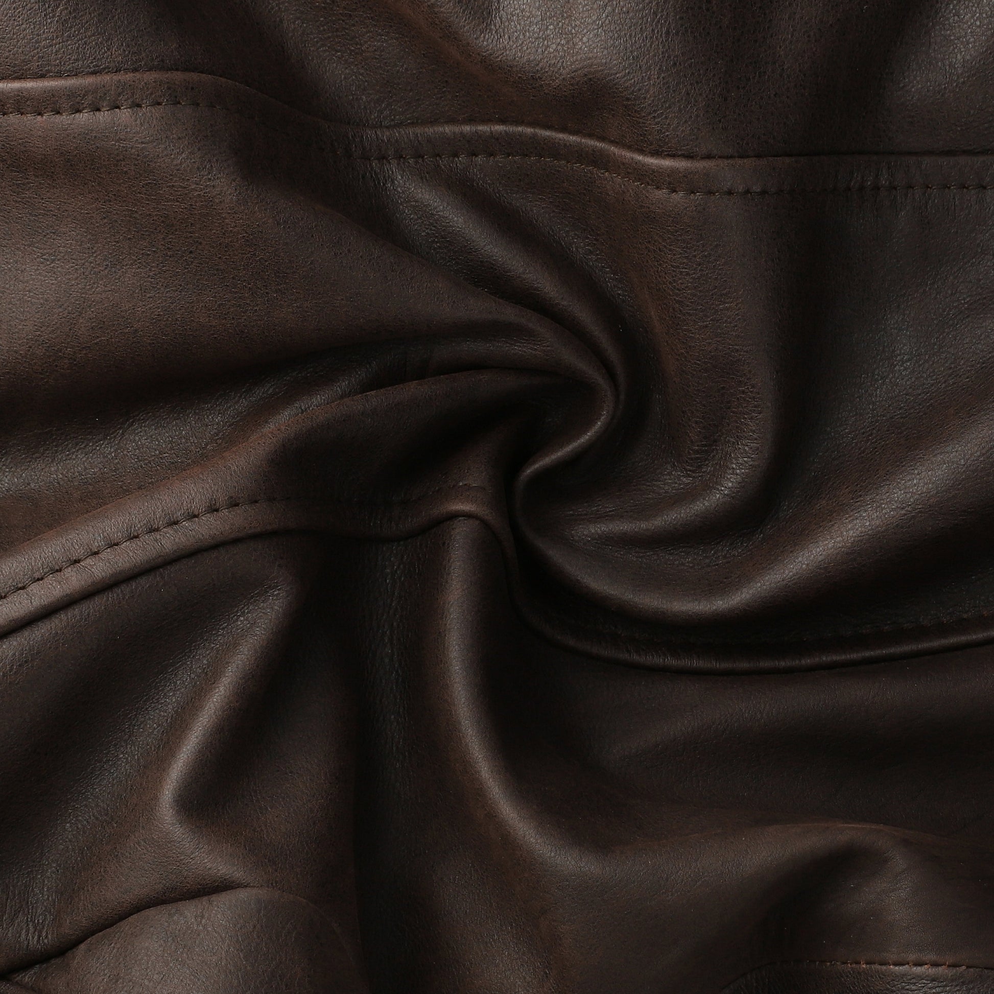 Men's Brown Bomber Real Leather Jacket | Majestic Leather — collar detail | Majestic Leather UK