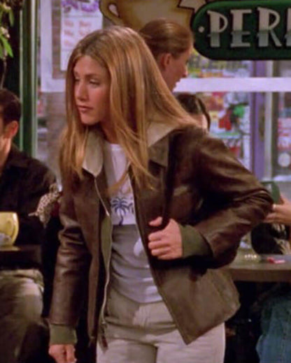 Friends S06 Rachel Green Brown Leather Jacket — back view | Majestic Leather UK