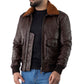 Men's Bomber Brown Cowhide Leather Jacket | Majestic Leather — front view | Majestic Leather UK