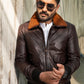 Men's Bomber Brown Cowhide Leather Jacket | Majestic Leather — product detail | Majestic Leather UK