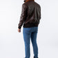 Men's Bomber Brown Cowhide Leather Jacket | Majestic Leather — product detail | Majestic Leather UK
