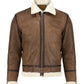 Mens Brown Biker Real Leather Jacket Fur Lining | Majestic Leather — front view | Majestic Leather UK