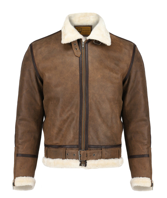 Men's Biker Brown Genuine Leather Jacket — front view | Majestic Leather UK
