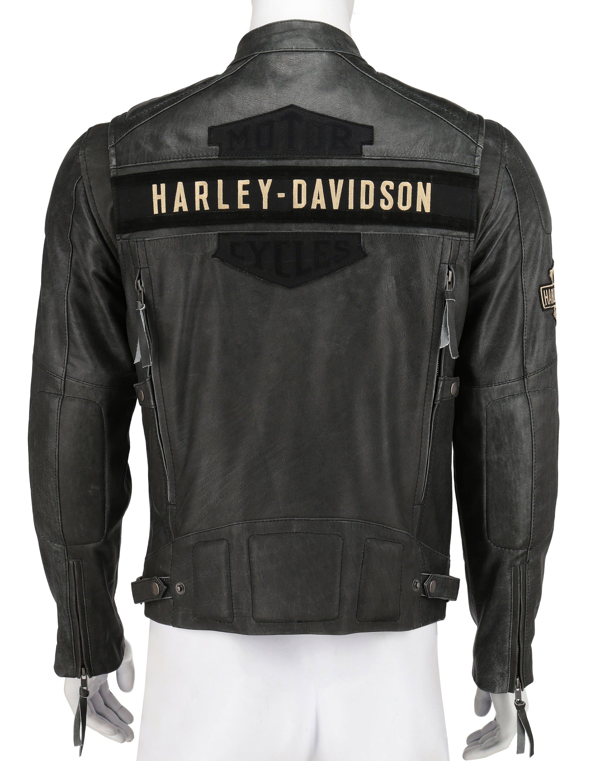 Mens Distress Black Biker Real Leather Jacket | Majestic Leather — side profile | Majestic Leather UK
