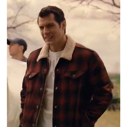 Henry Cavil Justice League Checked Jacket | Majestic Leather — back view | Majestic Leather UK