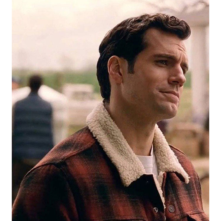 Henry Cavil Justice League Checked Jacket | Majestic Leather — side profile | Majestic Leather UK