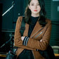 Women Biker - Han So-hee Brown Biker Jacket — front view | Majestic Leather UK