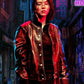 Women Biker - My Name Han So-Hee Leather Jacket — collar detail | Majestic Leather UK