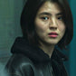 Women Biker - My Name Han Sohee Leather Jacket with Fur Collar — back view | Majestic Leather UK