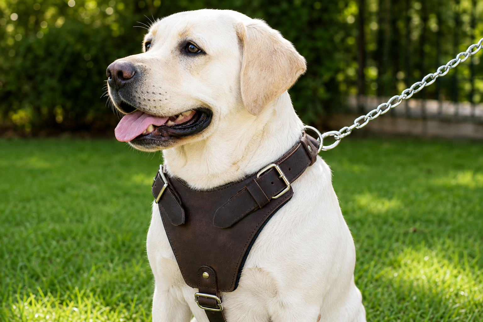 Crazy Horse Brown Belt Style Buckles Leather Dog Harness | Majestic Leather Majestic Leather