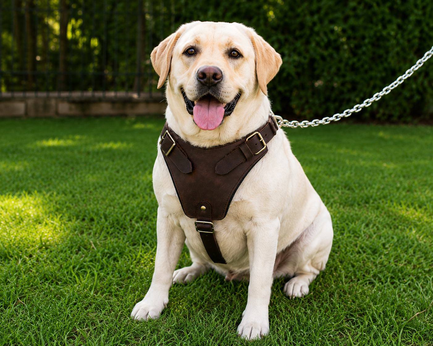 Crazy Horse Brown Belt Style Buckles Leather Dog Harness | Majestic Leather Majestic Leather