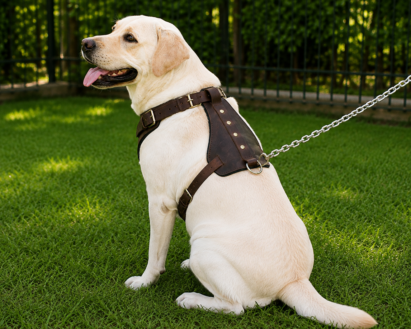 Crazy Horse Brown Belt Style Buckles Leather Dog Harness | Majestic Leather Majestic Leather